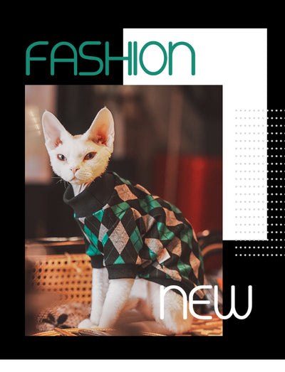 Suéter de Algodón a Cuadros para Gatos sin Pelo - Manga Larga - Image 6
