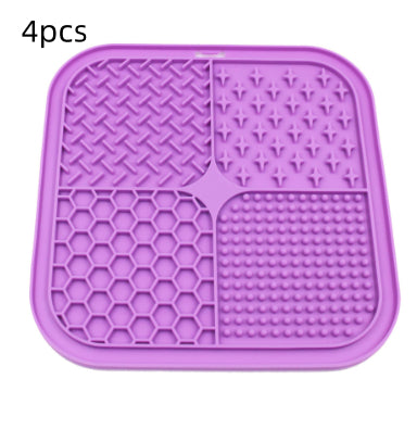 Gray silicone pet licking pad with four textured sections, designed for slow feeding and anti-choking. - Image 27