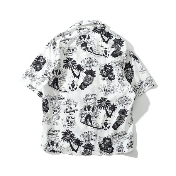 Chaqueta Hawaiana Hombre Estilo Harajuku Vintage Hip-hop Anime Oversized