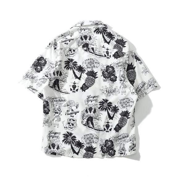 Chaqueta Hawaiana Hombre Estilo Harajuku Vintage Hip-hop Anime Oversized