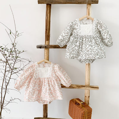 Vestido Infantil Enterizo Flores Triángulo
