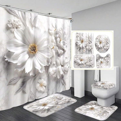 Cortina de Baño Impermeable con Diseño Floral Elegante - Image 7