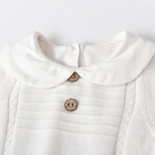 Enterizo Tejido Trenzado con Cuello Peter Pan para Primavera y Otoño - Image 2