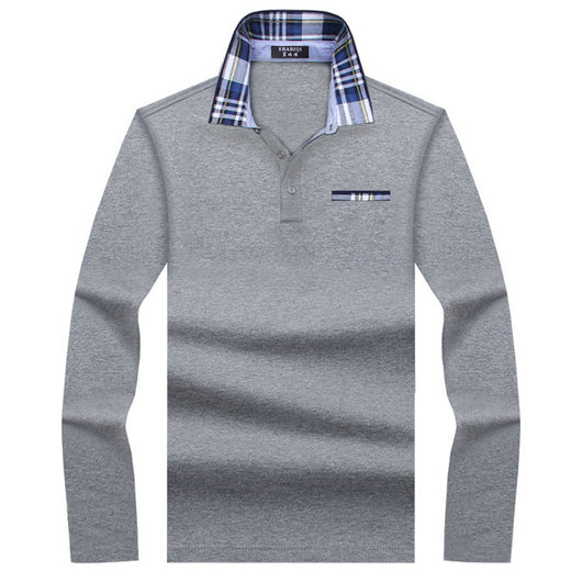 Playera Casual Ejecutiva con Solapa Fleece Suelta en Color Sólido para Hombre - Image 4