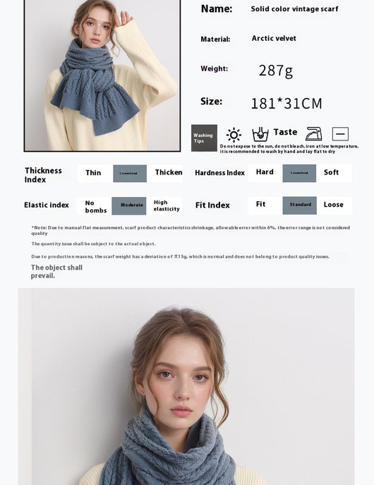 Bufanda de Lana Gruesa Otoño Invierno Estilo Europeo Americano con Textura Cashmere Artificial - Image 13