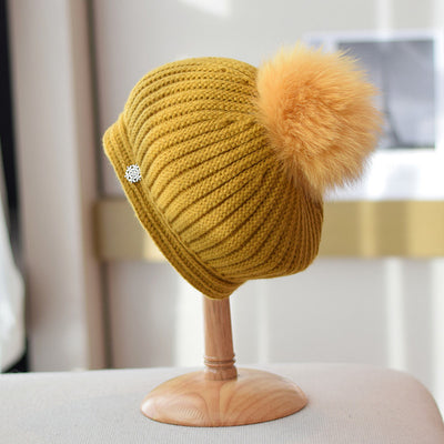 Boina de Lana con Pompón de Piel de Zorro - Estilo Vintage Británico para Otoño e Invierno - Image 9