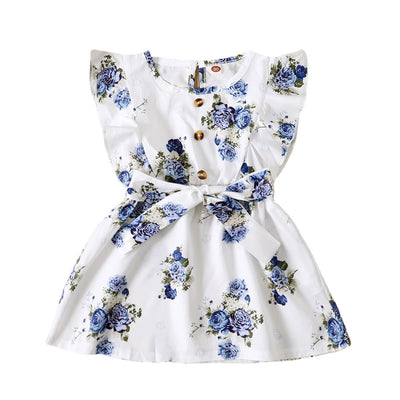 Vestido Infantil Floral con Volantes y Cinturón para Niñas - Image 14