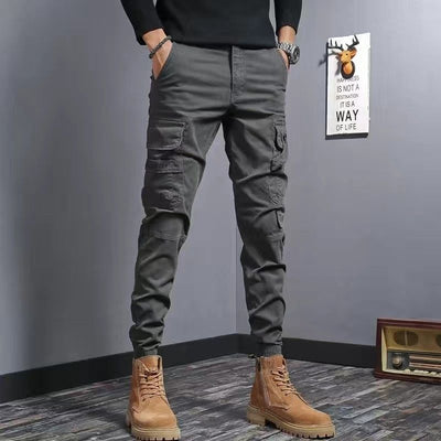 Pantalones de Trabajo Slim Fit Café con Elástico para Hombre - Image 7