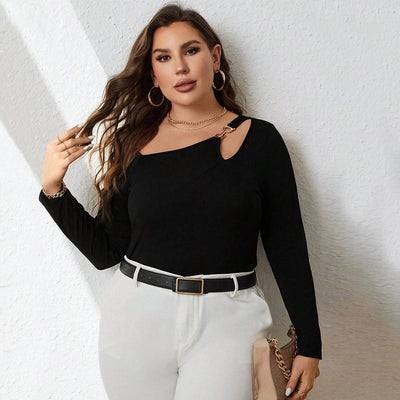 Blusa Manga Larga Slim Fit con Detalles Calados