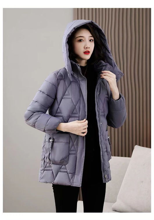 Chaqueta Acolchada de Plumón para Mujer con Capucha - Largo Medio - Image 13