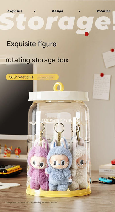 Vitrina Giratoria para Figuras Labubu y Blind Box con Funda Protectora