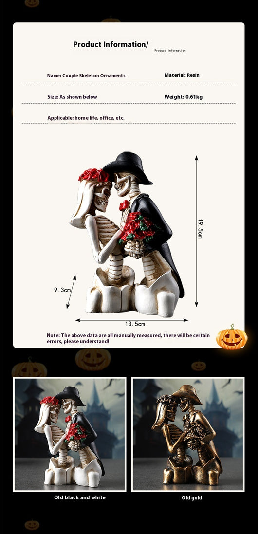 Adorno de Pareja Calaveras en Resina - Estilo Gótico Romántico - Image 10