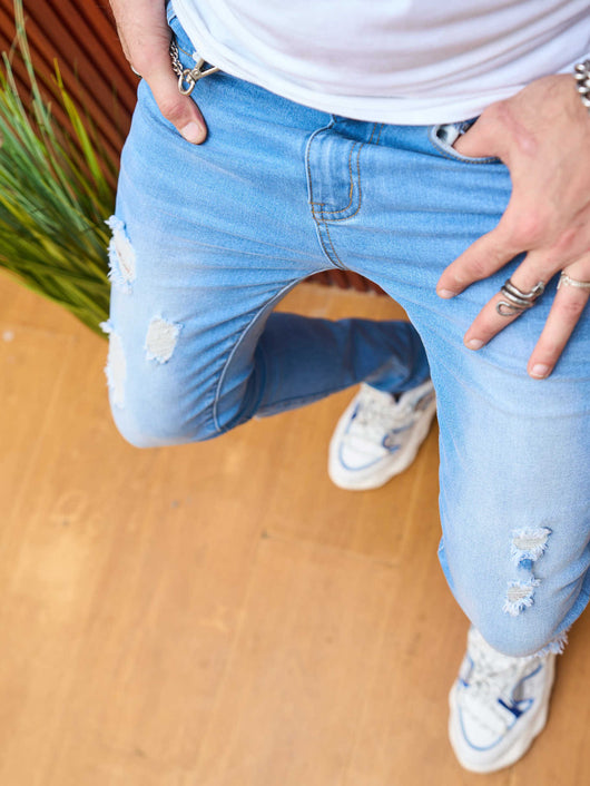 Jeans Slim Fit Rotos de Verano para Hombre con Stretch - Image 2