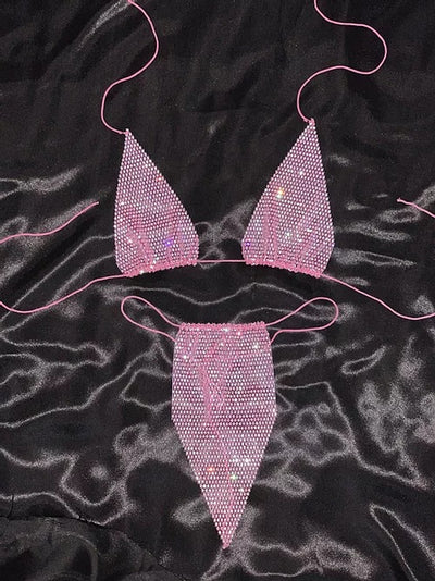 Bikini de Malla con Cristales para Playa - Image 11