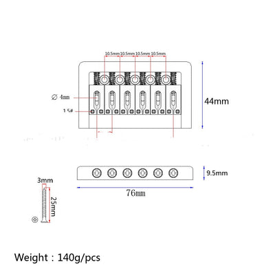 Puente de Guitarra con Selleta de Latón Plateado para Seis Cuerdas - Image 6