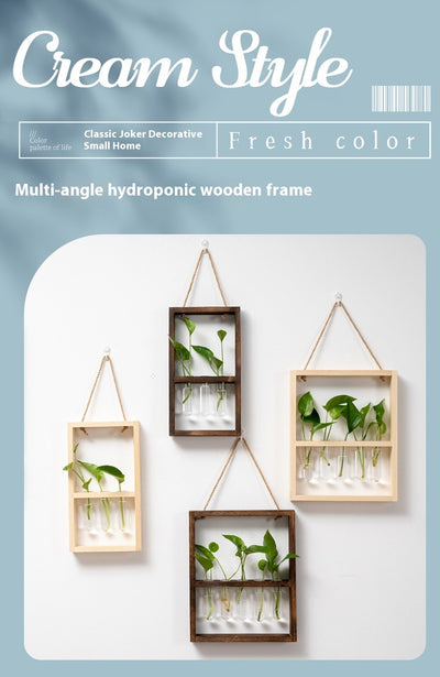 Jarrón Hidropónico de Madera y Vidrio - Decoración Retro para Dormitorio y Sala - Image 6
