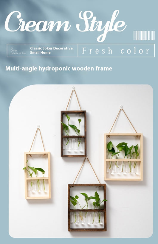 Jarrón Hidropónico de Madera y Vidrio - Decoración Retro para Dormitorio y Sala - Image 6