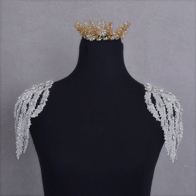 Accesorio de Novia con Hoja de Arce y Perlas Colgantes para Hombro