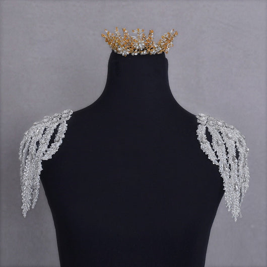 Accesorio de Novia con Hoja de Arce y Perlas Colgantes para Hombro