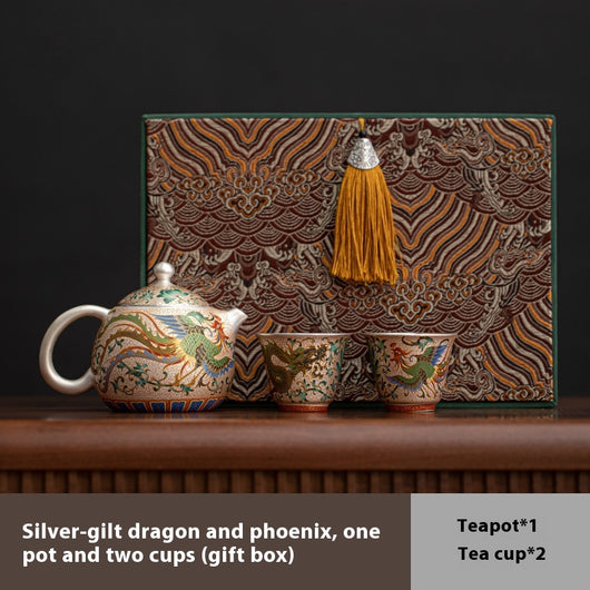 Juego de Té Kung Fu Dragón Fénix Dorado con Esmalte Auspicioso - Image 6