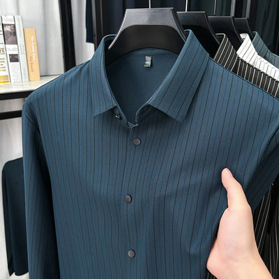 Camisa de Rayas Verticales para Hombre - Primavera y Otoño - Image 8