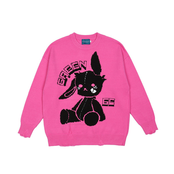 Suéter Oversized Cuello Redondo Tendencia Urbana Manga Larga
