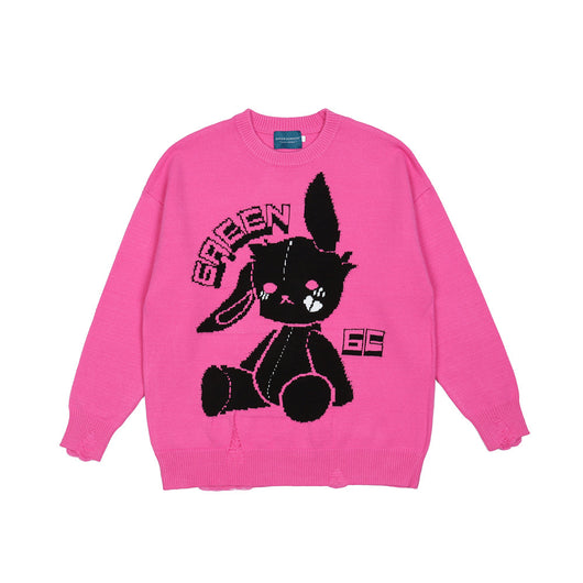 Suéter Oversized Cuello Redondo Tendencia Urbana Manga Larga