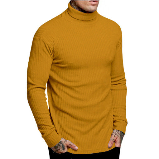 Suéter Casual para Hombre con Cuello Alto y Textura Trenzada