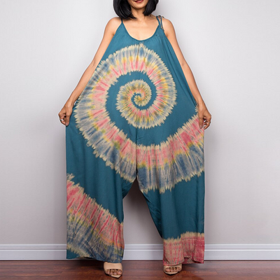 Jumpsuit Ancho con Estampado Tie-Dye y Cintura Ajustable - Image 3