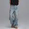 Pantalones Vaqueros de Trabajo Multibolsillos Lavados - Corte Ancho Casual para Hombre