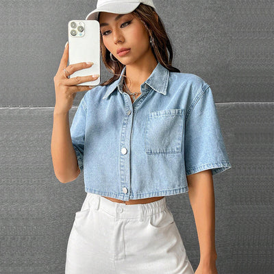 Chaleco Denim Delgado Manga Corta para Mujer - Image 3