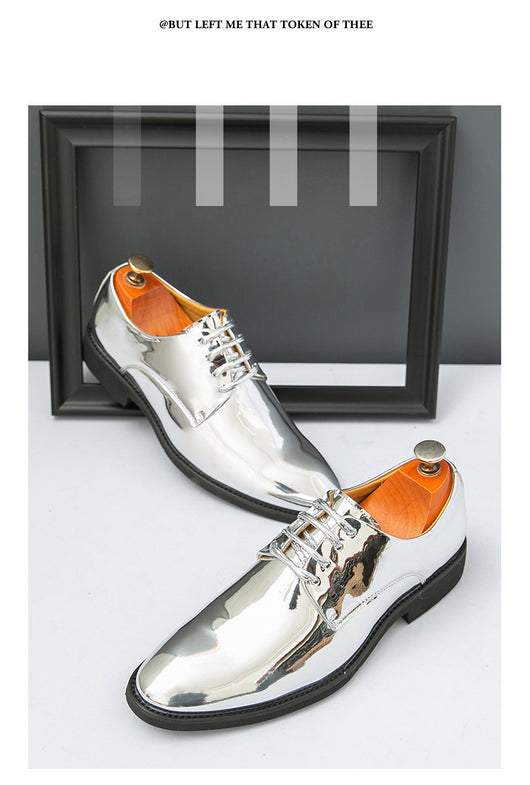 Zapatos de Cuero Brillante con Punta Afilada Estilo Británico para Hombre - Image 8