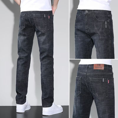 Pantalones Vaqueros Azul Lavado Slim Fit para Hombre - Estilo Primavera Otoño - Image 4