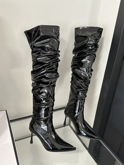 Botas Stiletto Over The Knee Estilo Texturizado Otoño - Image 9