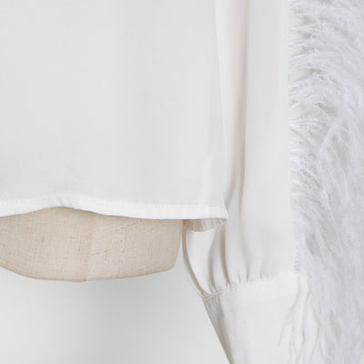 Camisa de Manga Larga con Panel de Plumas de Avestruz - Image 22