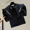 Blusa Corta Cuello Muñeca con Mangas Abullonadas Diamante y Cintura Alta