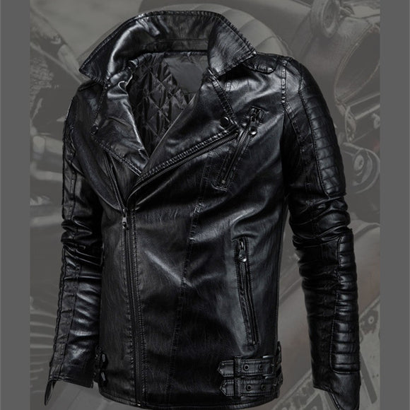 Chaqueta de Cuero PU para Motociclismo de Invierno