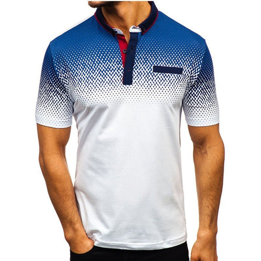 Camiseta Casual Hombre Talla Grande - Diseño Estampado Cuello Solapa Manga Corta