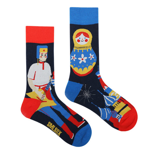 Calcetines Retro Asimétricos para Parejas - Algodón Cómodo Unisex - Image 128