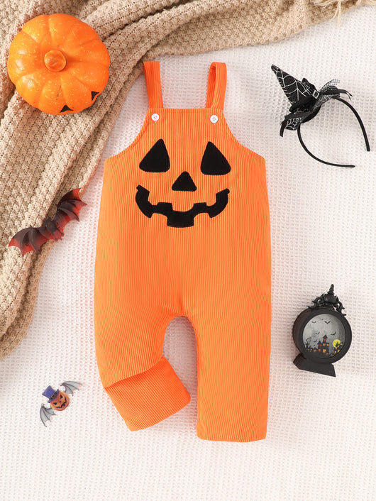 Pantalón Peto de Pana Halloween con Bordado Calabaza y Grimace para Bebé - Image 11
