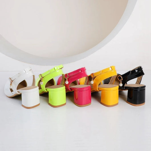 Sandalias de Tacón Grueso con Punta Afilada y Hebilla en Colores Pastel - Image 22