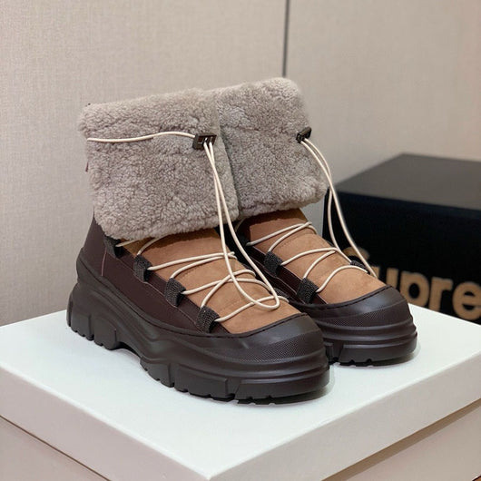 Botas de Invierno de Piel para Mujer - Estilo Europeo y Americano - Image 3