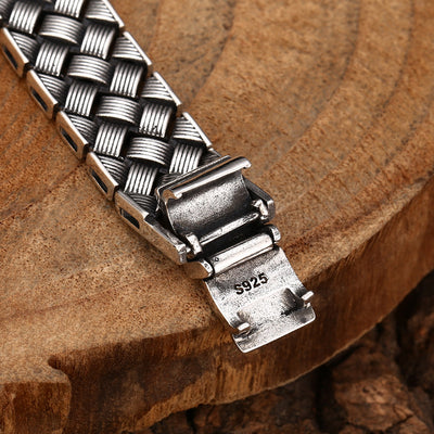 Pulsera de Plata 925 con Diseño Tejido de Líneas Cruzadas - Image 4