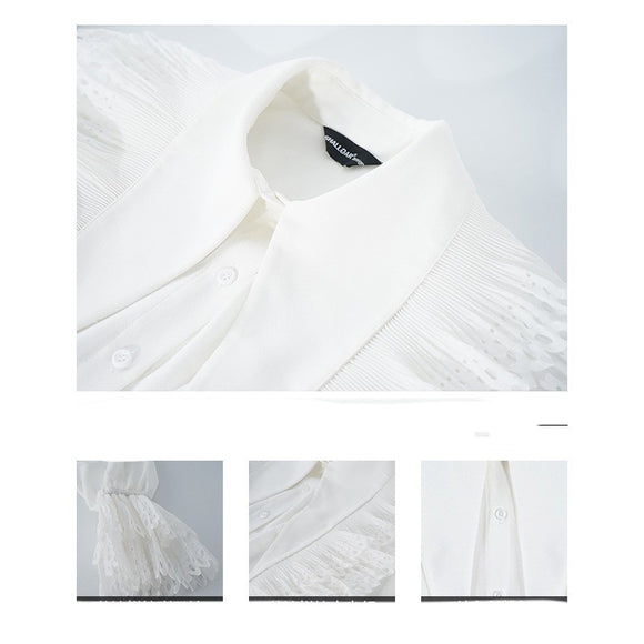 Blusa Suelta con Mangas Acampanadas de Encaje