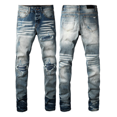 Jeans Slim Fit para Hombre con Detalles Rotos