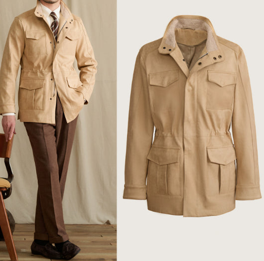 Chaqueta Safari Cuello Alto en Ante Sintético con Cintura Entallada - Image 2