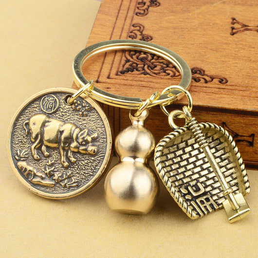 Llavero Calabaza de Latón Puro - Amuleto de Suerte para Hombre - Image 36