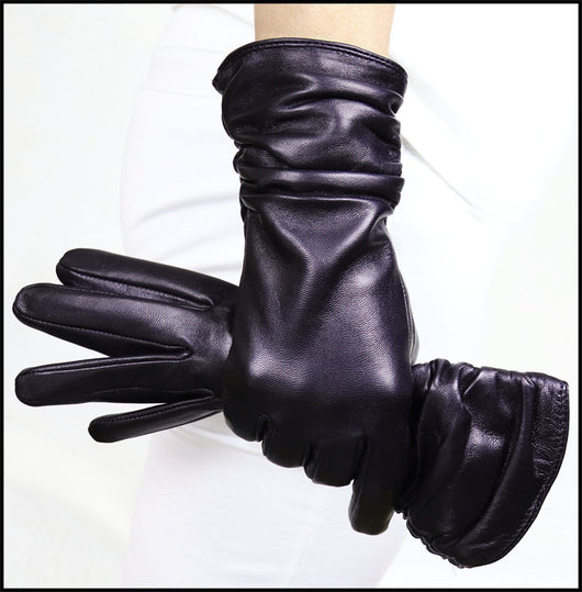 Guantes de Cuero Gamuza Premium para Mujer con Puño Extendido - Image 4