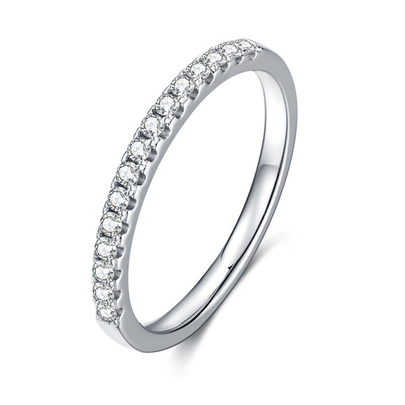 Anillo V-Row de Plata 925 con Moissanita Engastada