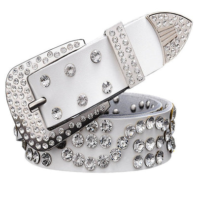 Cinturón de Cuero para Mujer con Hebilla de Diamantes y Pasador de Cuero Vacuno - Image 16